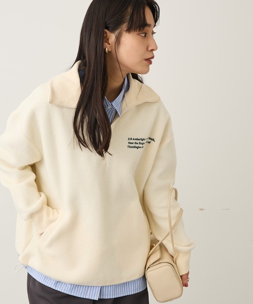 CRAFT STANDARD BOUTIQUE（クラフトスタンダードブティック）の「起毛ハーフジッププルオーバー ◆（Tシャツ/カットソー・レディース・アイボリー/チャコールグレー/ライトグレー・FREE）」の2枚目の写真