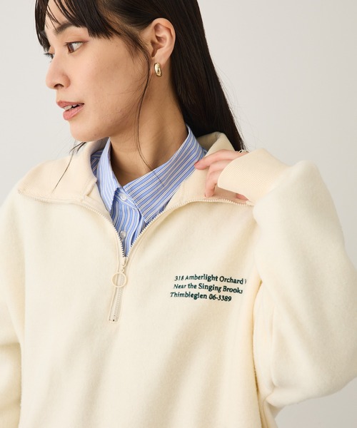 CRAFT STANDARD BOUTIQUE（クラフトスタンダードブティック）の「起毛ハーフジッププルオーバー ◆（Tシャツ/カットソー・レディース・アイボリー/チャコールグレー/ライトグレー・FREE）」の4枚目の写真