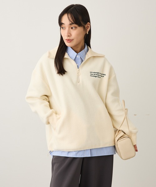 CRAFT STANDARD BOUTIQUE（クラフトスタンダードブティック）の「起毛ハーフジッププルオーバー ◆（Tシャツ/カットソー・レディース・アイボリー/チャコールグレー/ライトグレー・FREE）」の5枚目の写真