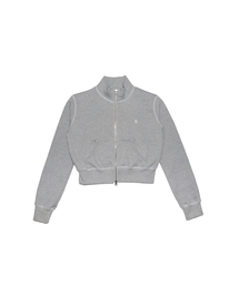 STITCH HIGHNECK CROP ZIP UP MELANGE