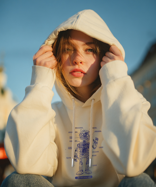 TREASURE PULSICON クロップドパーカー アイボリー CS】cropped double zip hoodie (ivory) / 【シーエス】クロップド
