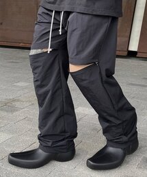 CLACO（クラコ）の「ワイドナイロン膝ジッパーパンツ（ブラック）（スウェットパンツ）」