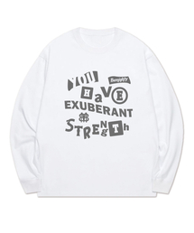 レタリングプレイ袖リブ長袖Tシャツ[ホワイト]