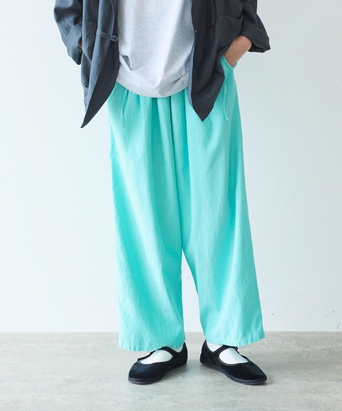 yuni（ユニ　）の「Rayon/cotton twill product dye drawstrings パンツ（その他パンツ・レディース・ピンク/ブルー・FREE）」の2枚目の写真