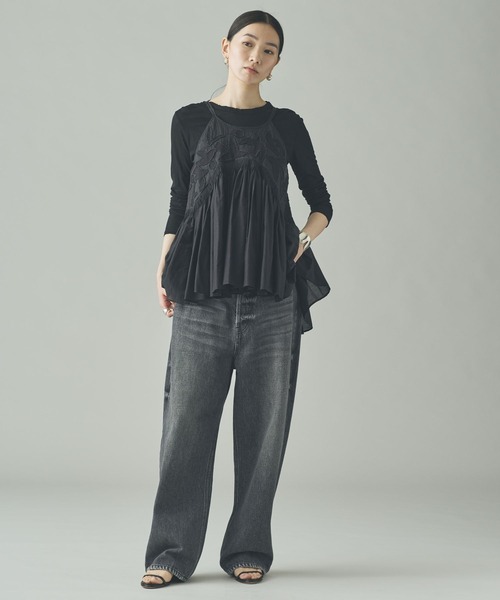 Curensology（カレンソロジー）の「Curensology(カレンソロジー)/バードシシュウキャミソール（キャミソール・レディース・ホワイト/ブラック・FREE）」の6枚目の写真