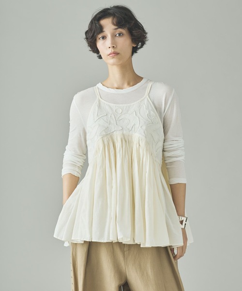 Curensology（カレンソロジー）の「Curensology(カレンソロジー)/バードシシュウキャミソール（キャミソール・レディース・ホワイト/ブラック・FREE）」の9枚目の写真