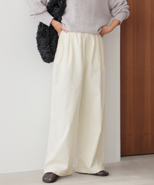 JOURNAL STANDARD relume（ジャーナルスタンダード　レリューム）の「［26SS新作］コットンツイルギャザーワイドパンツ（その他パンツ・レディース・ブラック/ピンク/アイボリー・36/38）」の2枚目の写真