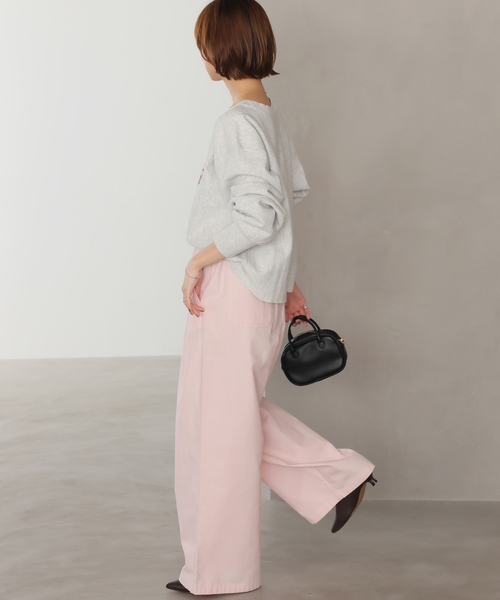 JOURNAL STANDARD relume（ジャーナルスタンダード　レリューム）の「［26SS新作］コットンツイルギャザーワイドパンツ（その他パンツ・レディース・ブラック/ピンク/アイボリー・36/38）」の4枚目の写真