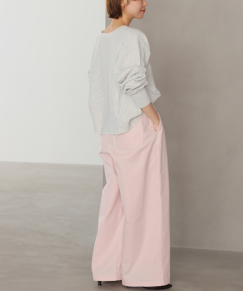 JOURNAL STANDARD relume（ジャーナルスタンダード　レリューム）の「［26SS新作］コットンツイルギャザーワイドパンツ（その他パンツ・レディース・ブラック/ピンク/アイボリー・36/38）」の5枚目の写真