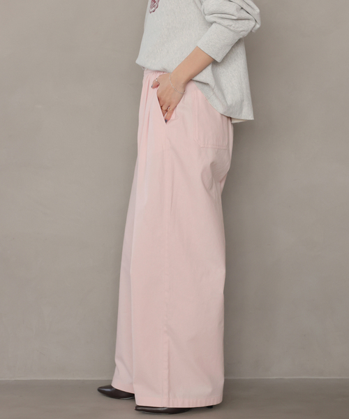 JOURNAL STANDARD relume（ジャーナルスタンダード　レリューム）の「［26SS新作］コットンツイルギャザーワイドパンツ（その他パンツ・レディース・ブラック/ピンク/アイボリー・36/38）」の7枚目の写真