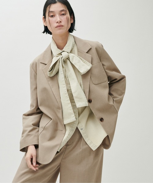 LARUTA(ラルータ)の「【LARUTA】アウトポケットテーラードジャケット(テーラードジャケット・レディース・ブラック/ブラウン/ベージュ/ストライプ・FREE)」の4枚目の写真