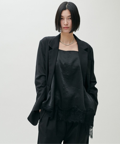 LARUTA(ラルータ)の「【LARUTA】アウトポケットテーラードジャケット(テーラードジャケット・レディース・ブラック/ブラウン/ベージュ/ストライプ・FREE)」の2枚目の写真