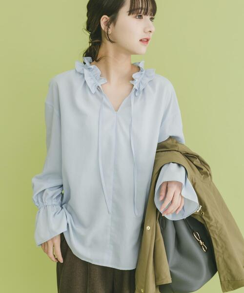 ITEMS URBANRESEARCH(アイテムズ アーバンリサーチ)の「『イージーケア』フリルカラープルブラウス(シャツ/ブラウス・レディース・オフホワイト/ブルー系その他/ブラック・FREE)」の14枚目の写真