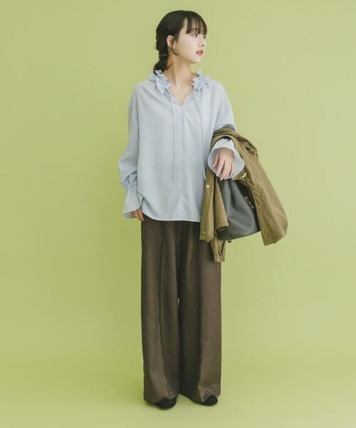 ITEMS URBANRESEARCH(アイテムズ アーバンリサーチ)の「『イージーケア』フリルカラープルブラウス(シャツ/ブラウス・レディース・オフホワイト/ブルー系その他/ブラック・FREE)」の16枚目の写真