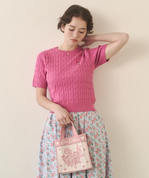Cath Kidston（キャスキッドソン）の「【ZOZO限定カラーあり】【Cath Kidston×KNT365】Co-Knitty（ハンドバッグ・レディース・ネイビー/ピンク/レッド/ネイビー系/ピンク系・FREE）」の7枚目の写真