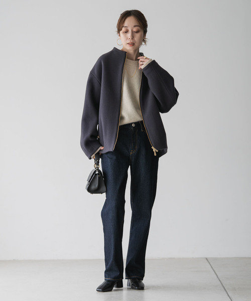 Noble(ノーブル)の「《追加》MTRレイズドネックジップコート(ノーカラーコート・レディース・アイボリー/チャコールグレー・36/38)」の16枚目の写真