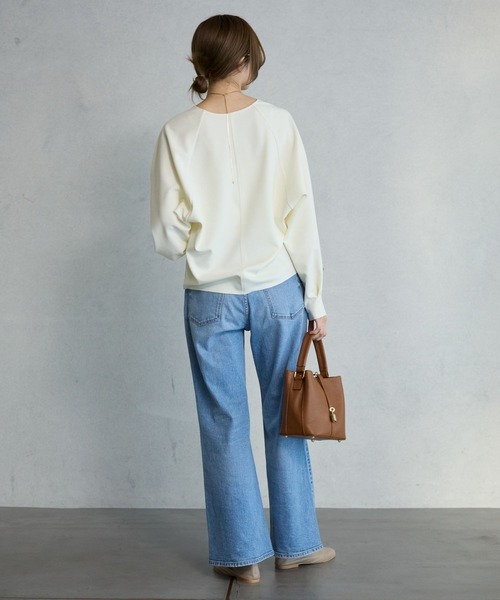 BABYLONE（バビロン）の「【多機能素材】ジョーゼットVネックプルオーバー（Tシャツ/カットソー・レディース・ブラック/ホワイト・FREE）」の9枚目の写真