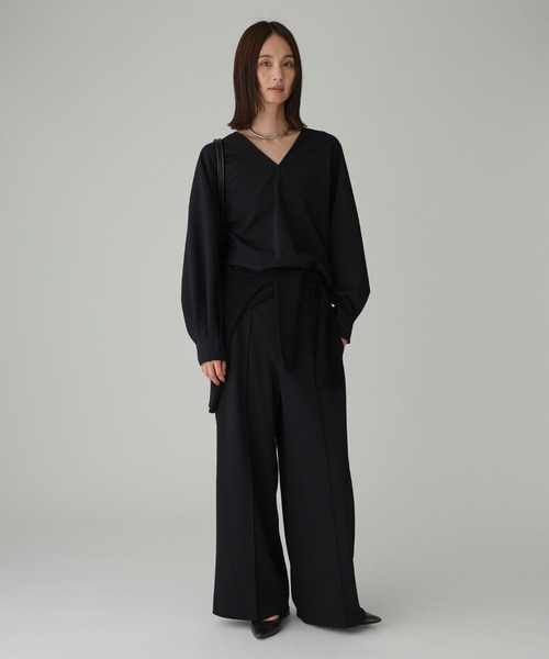 BABYLONE（バビロン）の「【多機能素材】ジョーゼットVネックプルオーバー（Tシャツ/カットソー・レディース・ブラック/ホワイト・FREE）」の15枚目の写真