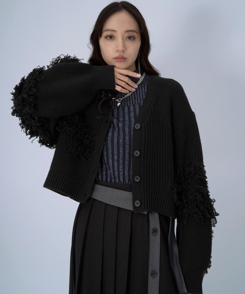 HARE（ハレ）の「パッチワークニットカーディガン(HARE)（カーディガン/ボレロ・レディース・ブラック/イエロー・FREE）」の2枚目の写真