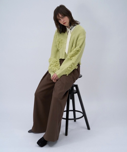 HARE（ハレ）の「パッチワークニットカーディガン(HARE)（カーディガン/ボレロ・レディース・ブラック/イエロー・FREE）」の3枚目の写真