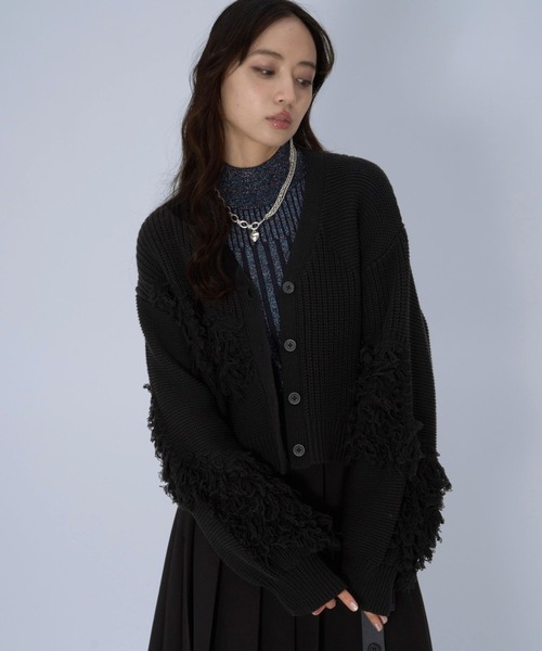 HARE（ハレ）の「パッチワークニットカーディガン(HARE)（カーディガン/ボレロ・レディース・ブラック/イエロー・FREE）」の5枚目の写真