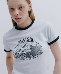 CORN FIELDS RINGER T-SHIRT / BLUE