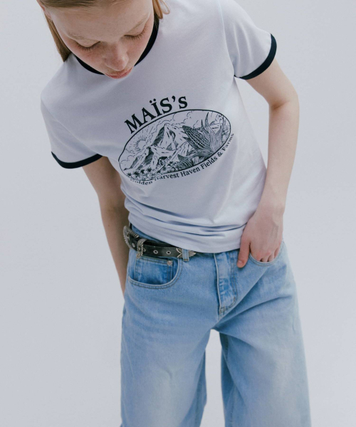 MAIS(マイス)の「CORN FIELDS RINGER T-SHIRT / BLUE(Tシャツ/カットソー・レディース・その他・FREE)」の2枚目の写真
