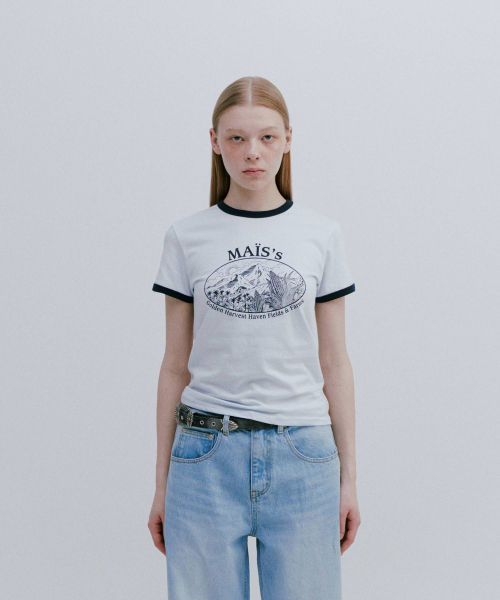 MAIS(マイス)の「CORN FIELDS RINGER T-SHIRT / BLUE(Tシャツ/カットソー・レディース・その他・FREE)」の3枚目の写真