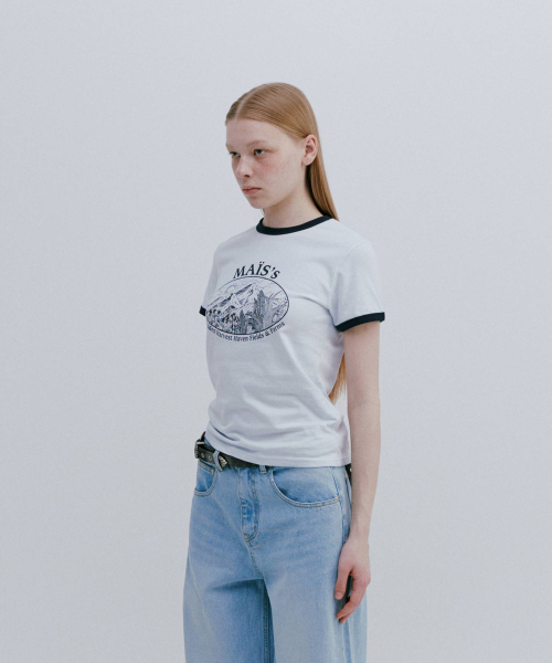 MAIS(マイス)の「CORN FIELDS RINGER T-SHIRT / BLUE(Tシャツ/カットソー・レディース・その他・FREE)」の4枚目の写真
