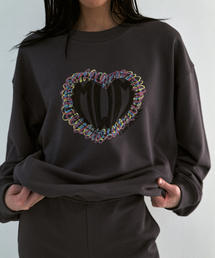 m.m.m（ムー）の「ハートプリントロゴスウェットマンツーマン_グレー（スウェット）」