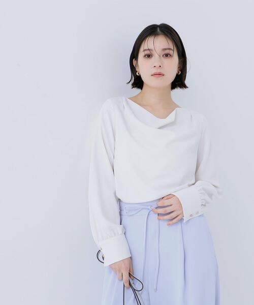 NATURAL BEAUTY BASIC（ナチュラルビューティーベーシック）の「◇ドレープネックブラウス（シャツ/ブラウス・レディース・オフホワイト/ブラウン/ピンク・SMALL/MEDIUM）」の14枚目の写真