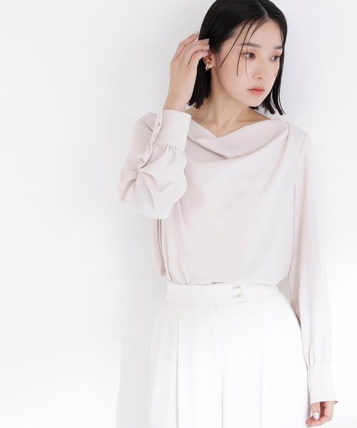 NATURAL BEAUTY BASIC(ナチュラルビューティーベーシック)の「◇ドレープネックブラウス(シャツ/ブラウス・レディース・オフホワイト/ブラウン/ピンク・SMALL/MEDIUM)」の8枚目の写真