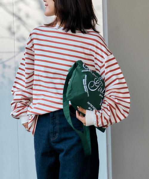 OUTDOOR PRODUCTS（アウトドアプロダクツ）の「コットンボーダークルーネックワイドTEE（Tシャツ/カットソー・レディース・ピンク/ブラウン/パープル・FREE）」の2枚目の写真