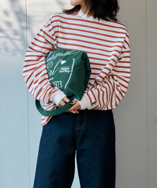 OUTDOOR PRODUCTS（アウトドアプロダクツ）の「コットンボーダークルーネックワイドTEE（Tシャツ/カットソー・レディース・ピンク/ブラウン/パープル・FREE）」の22枚目の写真