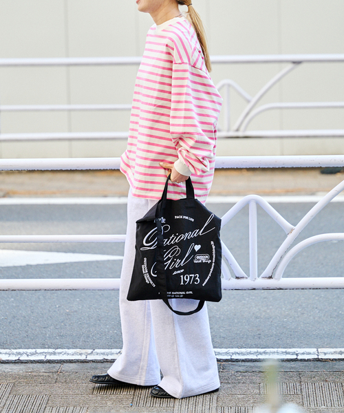 OUTDOOR PRODUCTS（アウトドアプロダクツ）の「コットンボーダークルーネックワイドTEE（Tシャツ/カットソー・レディース・ピンク/ブラウン/パープル・FREE）」の8枚目の写真