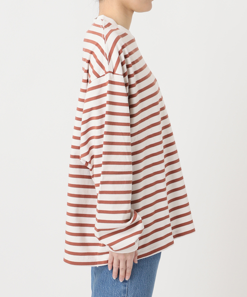 OUTDOOR PRODUCTS（アウトドアプロダクツ）の「コットンボーダークルーネックワイドTEE（Tシャツ/カットソー・レディース・ピンク/ブラウン/パープル・FREE）」の14枚目の写真