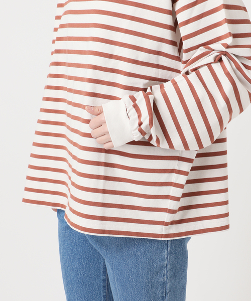 OUTDOOR PRODUCTS（アウトドアプロダクツ）の「コットンボーダークルーネックワイドTEE（Tシャツ/カットソー・レディース・ピンク/ブラウン/パープル・FREE）」の16枚目の写真