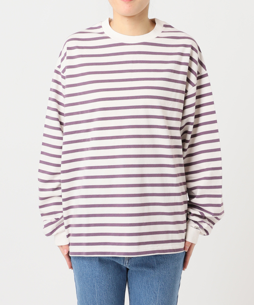 OUTDOOR PRODUCTS（アウトドアプロダクツ）の「コットンボーダークルーネックワイドTEE（Tシャツ/カットソー・レディース・ピンク/ブラウン/パープル・FREE）」の18枚目の写真