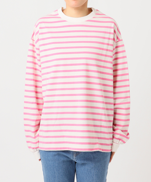 OUTDOOR PRODUCTS（アウトドアプロダクツ）の「コットンボーダークルーネックワイドTEE（Tシャツ/カットソー・レディース・ピンク/ブラウン/パープル・FREE）」の20枚目の写真