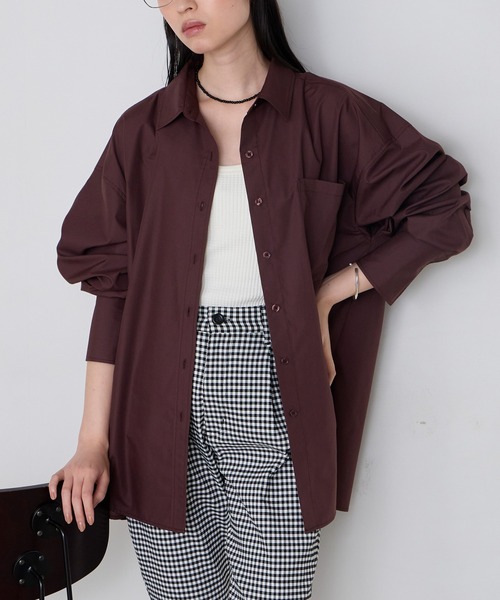 forksy.（フォルクシー）の「【forksy】＜エブリデイシリーズ＞ロングカフス オーバーサイズ ルーズシャツ（シャツ/ブラウス・レディース・ブルー系/チャコール/オフホワイト/サックスブルー/ブラウン/ピンク・L/M）」の4枚目の写真