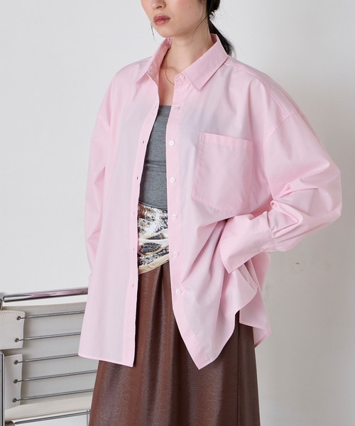 forksy.（フォルクシー）の「【forksy】＜エブリデイシリーズ＞ロングカフス オーバーサイズ ルーズシャツ（シャツ/ブラウス・レディース・ブルー系/チャコール/オフホワイト/サックスブルー/ブラウン/ピンク・L/M）」の6枚目の写真