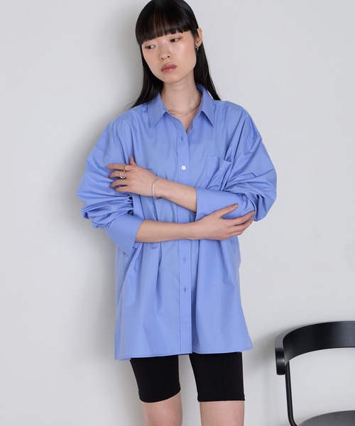 forksy.（フォルクシー）の「【forksy】＜エブリデイシリーズ＞ロングカフス オーバーサイズ ルーズシャツ（シャツ/ブラウス・レディース・ブルー系/チャコール/オフホワイト/サックスブルー/ブラウン/ピンク・L/M）」の10枚目の写真