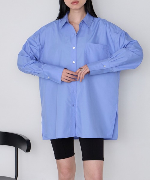 forksy.（フォルクシー）の「【forksy】＜エブリデイシリーズ＞ロングカフス オーバーサイズ ルーズシャツ（シャツ/ブラウス・レディース・ブルー系/チャコール/オフホワイト/サックスブルー/ブラウン/ピンク・L/M）」の13枚目の写真