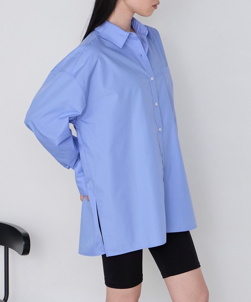 forksy.（フォルクシー）の「【forksy】＜エブリデイシリーズ＞ロングカフス オーバーサイズ ルーズシャツ（シャツ/ブラウス・レディース・ブルー系/チャコール/オフホワイト/サックスブルー/ブラウン/ピンク・L/M）」の14枚目の写真