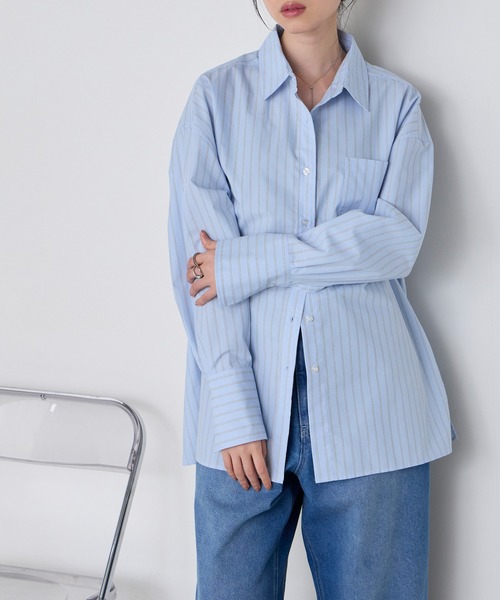 forksy.(フォルクシー)の「【forksy】<エブリデイシリーズ>ロングカフス オーバーサイズ ルーズシャツ(シャツ/ブラウス・レディース・ブルー系/チャコール/オフホワイト/サックスブルー/ブラウン/ピンク・L/M)」の13枚目の写真