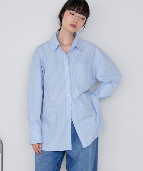 forksy.(フォルクシー)の「【forksy】<エブリデイシリーズ>ロングカフス オーバーサイズ ルーズシャツ(シャツ/ブラウス・レディース・ブルー系/チャコール/オフホワイト/サックスブルー/ブラウン/ピンク・L/M)」の15枚目の写真