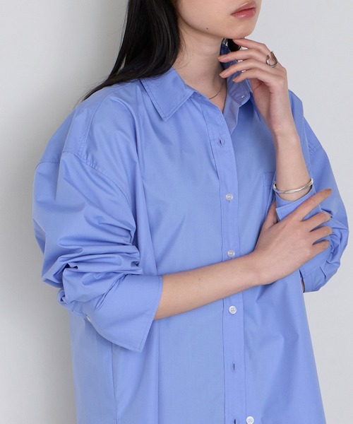 forksy.（フォルクシー）の「【forksy】＜エブリデイシリーズ＞ロングカフス オーバーサイズ ルーズシャツ（シャツ/ブラウス・レディース・ブルー系/チャコール/オフホワイト/サックスブルー/ブラウン/ピンク・L/M）」の18枚目の写真