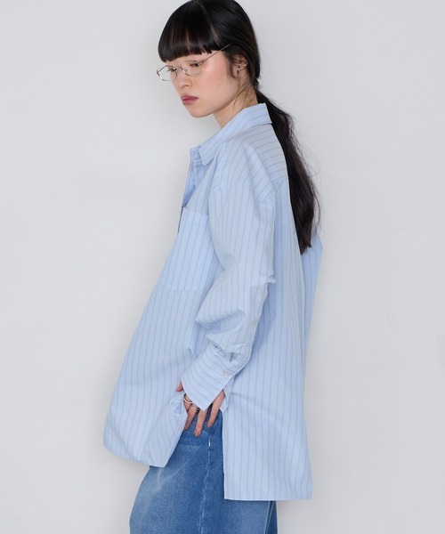 forksy.(フォルクシー)の「【forksy】<エブリデイシリーズ>ロングカフス オーバーサイズ ルーズシャツ(シャツ/ブラウス・レディース・ブルー系/チャコール/オフホワイト/サックスブルー/ブラウン/ピンク・L/M)」の17枚目の写真