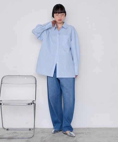 forksy.(フォルクシー)の「【forksy】<エブリデイシリーズ>ロングカフス オーバーサイズ ルーズシャツ(シャツ/ブラウス・レディース・ブルー系/チャコール/オフホワイト/サックスブルー/ブラウン/ピンク・L/M)」の20枚目の写真