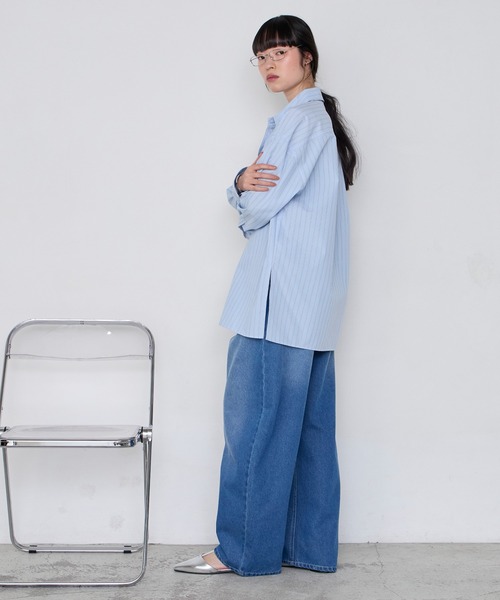 forksy.(フォルクシー)の「【forksy】<エブリデイシリーズ>ロングカフス オーバーサイズ ルーズシャツ(シャツ/ブラウス・レディース・ブルー系/チャコール/オフホワイト/サックスブルー/ブラウン/ピンク・L/M)」の22枚目の写真